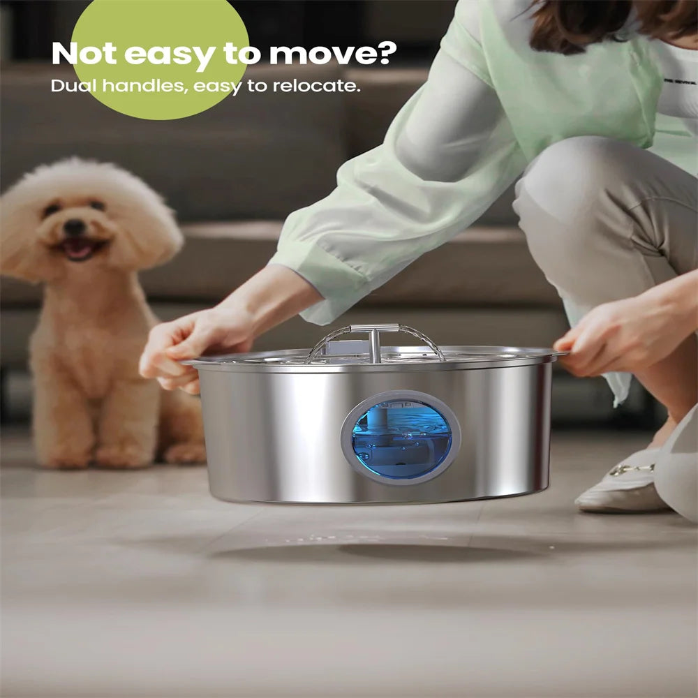 7L Large Capacity Stainless steel Cat Dog Pet Drink Fountain With Water Level Window Silent Water Pump Dispenser USB Water Bowl